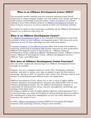 What is an Offshore Development Center (ODC)?