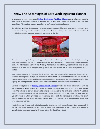 Know The Advantages of Best Wedding Event Planner