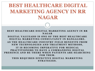 BEST HEALTHCARE DIGITAL MARKETING AGENCY IN RR NAGAR