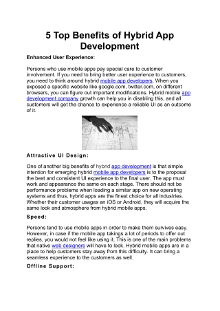 5 Top Benefits of Hybrid App Development