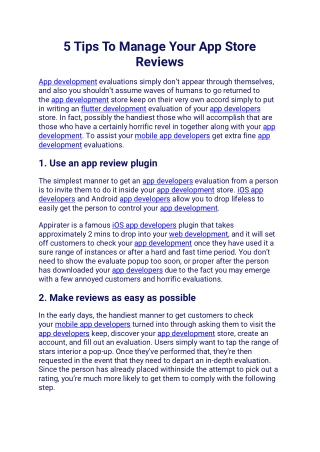 5 Tips To Manage Your App Store Reviews