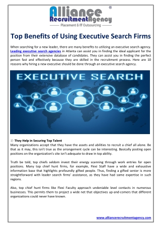 Top Benefits of Using Executive Search Firms
