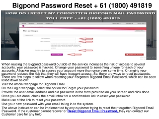 Bigpond Customer Service Number  +61 (1800) 921251