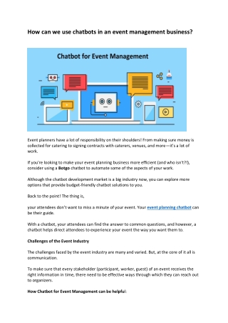 Chatbot for event management industry