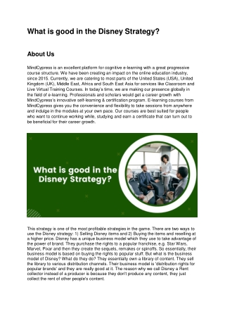 What is good in the Disney Strategy?