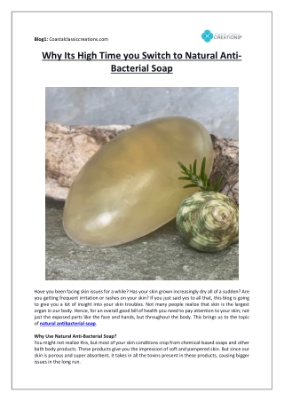 Why Its High Time you Switch to Natural Anti-Bacterial Soap