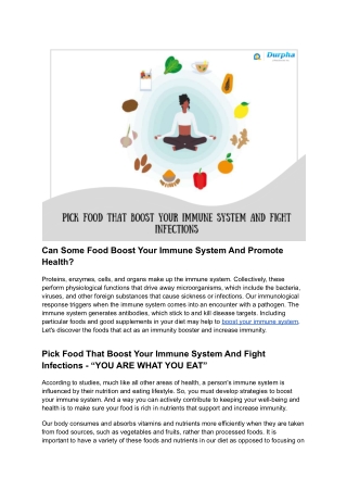 Can Some Food Boost Your Immune System And Promote Health