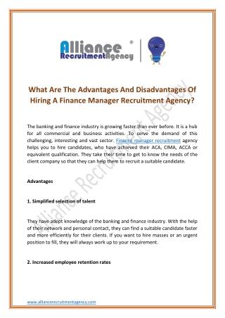 finance manager recruitment
