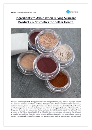 Ingredients to Avoid when Buying Skincare Products & Cosmetics for Better Health