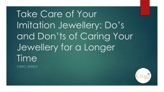 Take Care of Your Imitation Jewellery