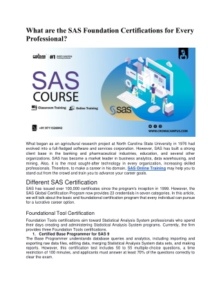 What are the SAS Foundation Certifications for Every Professional ?