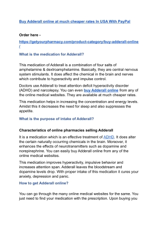 Buy Adderall online at much cheaper rates In USA With PayPal