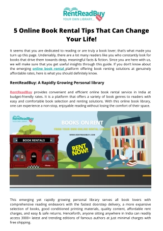 5 Online Book Rental Tips That Can Change Your Life|RentReadBuy