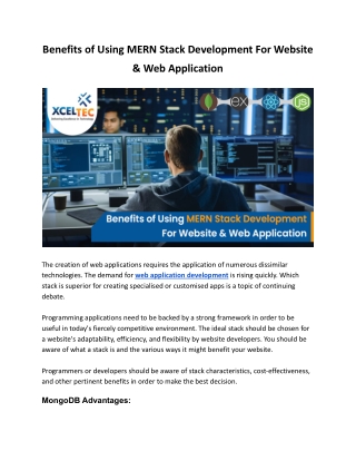 Benefits of Using MERN Stack Development For Website & Web Application