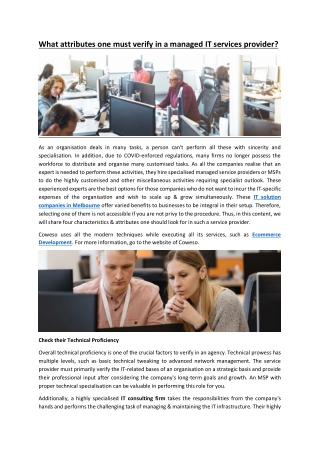 What attributes one must verify in a managed IT services provider
