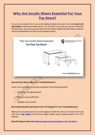 Why Are Acrylic Risers Essential For Your  Toy Store