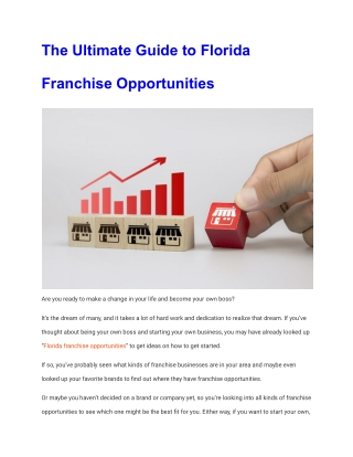 The Ultimate Guide to Florida Franchise Opportunities