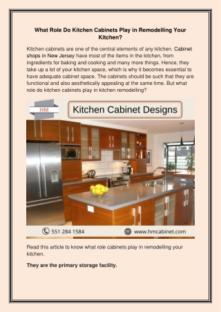 What role do kitchen cabinets play in remodelling your kitchen