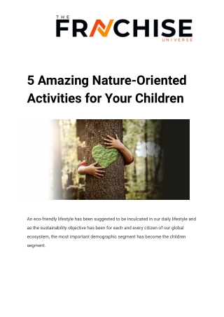 5 Amazing Nature-Oriented Activities for Your Children