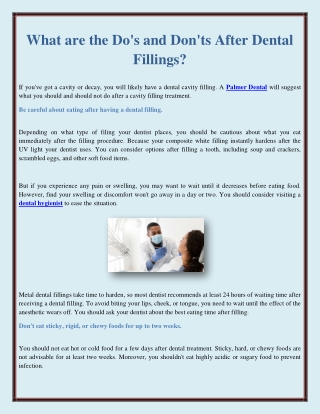 What are the Do's and Don'ts After Dental Fillings?