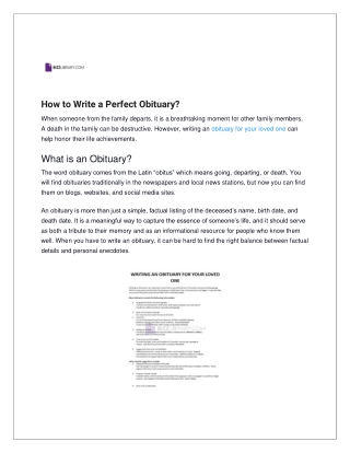 How to Write a Perfect Obituary - Bizzlibrary