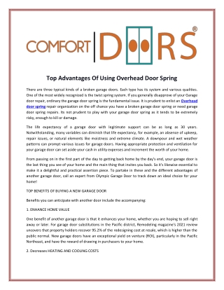 Top Advantages Of Using Overhead Door Spring