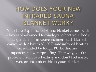 How Does Your New Infrared Sauna Blanket Work