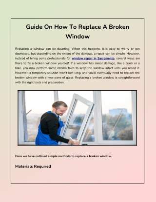 Guide On How To Replace A Broken Window