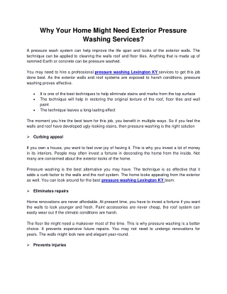 Why Your Home Might Need Exterior Pressure Washing Services?