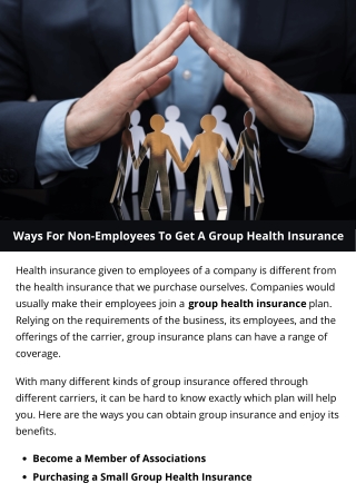 _Ways For Non-Employees To Get A Group Health Insurance