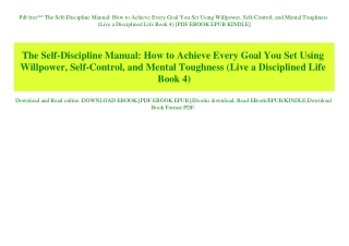 Pdf free^^ The Self-Discipline Manual How to Achieve Every Goal You Set Using Willpower  Self-Control  and Mental Toughn