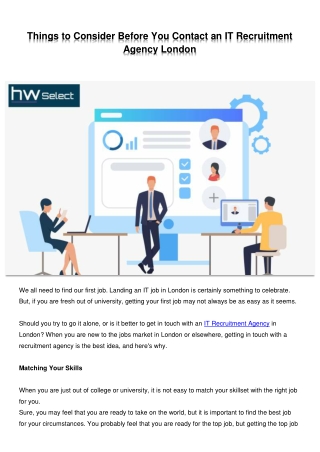 Things to Consider Before You Contact an IT Recruitment Agency London