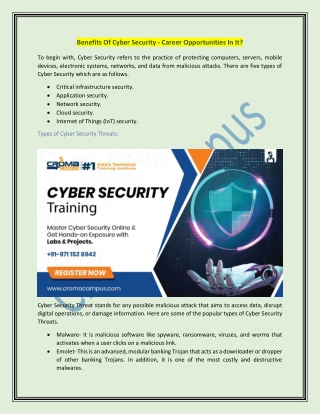 Benefits Of Cyber Security - Career Opportunities In It?