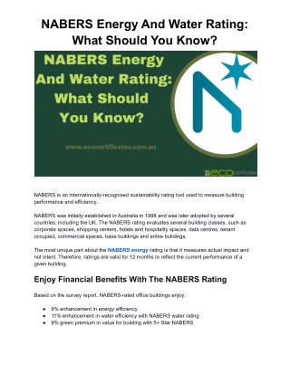 NABERS Energy And Water Rating: What Should You Know?