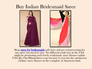 Shop Bridesmaid Saree Online | OneMinuteSaree