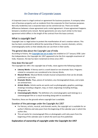 An Overview of Corporate Leases