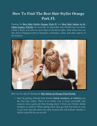 How To Find The Best Hair Stylist Orange Park FL