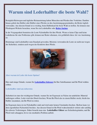 Warum sind Lederhalfter die beste Wahl?