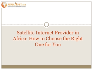 Satellite Internet Provider in Africa