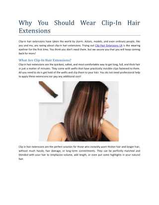 Why You Should Wear Clip-In Hair Extensions?