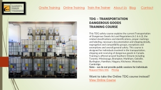 Transportation of Dangerous Goods Training Course