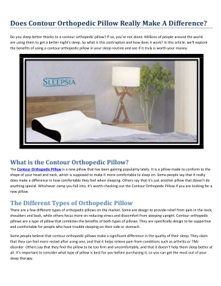 Does Contour Orthopedic Pillow Really Make A Difference