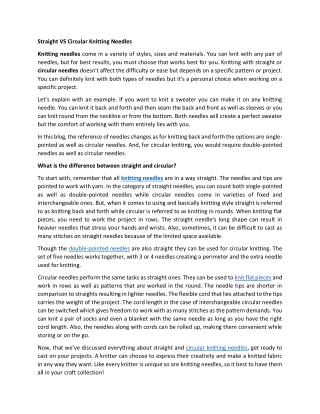 Straight VS Circular Knitting Needles