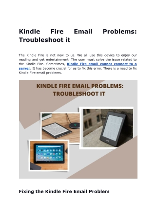 Kindle Fire Email Problems:Troubleshoot it