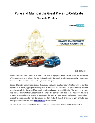 Pune and Mumbai the Great Places to Celebrate Ganesh Chaturthi