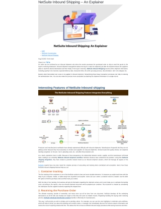 NetSuite Inbound Shipping