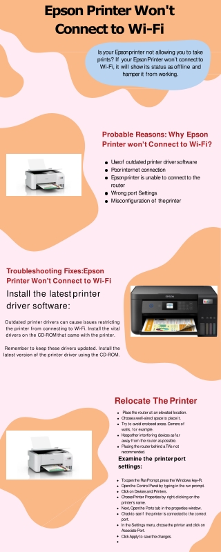 Epson Printer Won't Connect to Wi-Fi