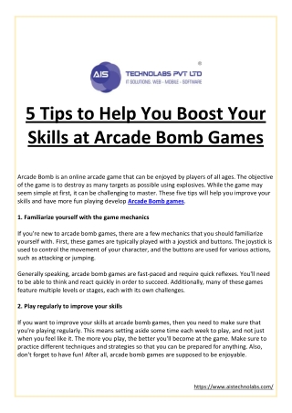 5 Tips to Help You Boost Your Skills at Arcade Bomb Games