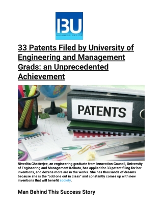 33 Patents Filed by University of Engineering and Management Grads: an Unprecede