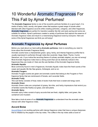 10 Wonderful Aromatic Fragrances For This Fall by Ajmal Perfumes